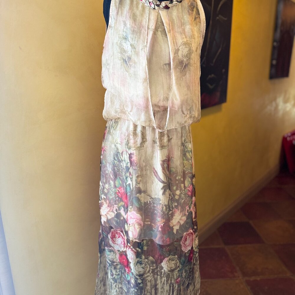 NWT! Queen Mulock 100% Silk Floral Midi Dress - Size S